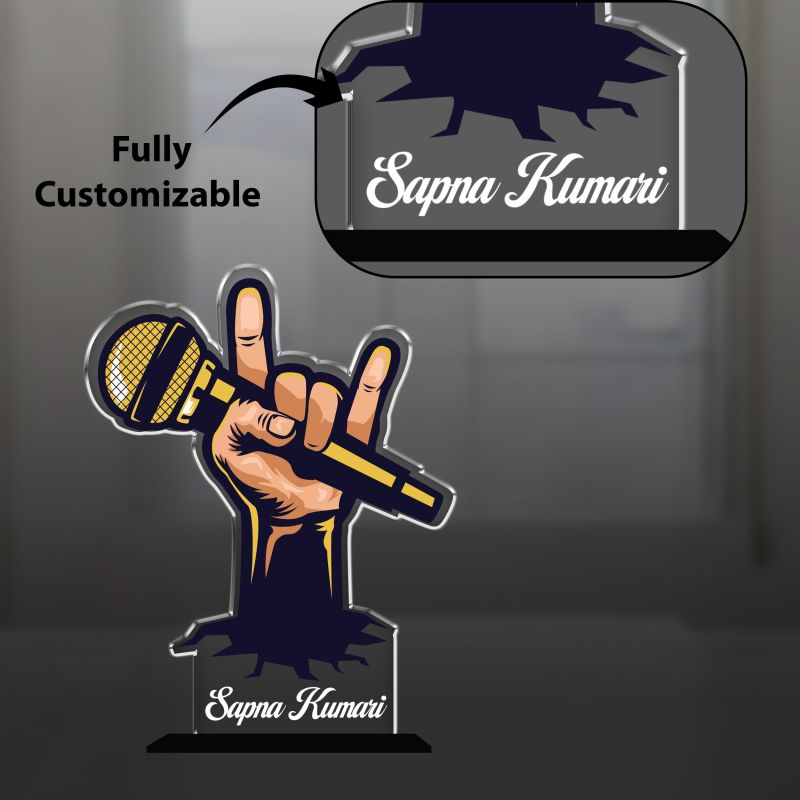 Personalized Microphone Music Award Trophy Custom with Name | Gift for Singers, Vocalists, and Musicians Rock Star Music Award Acrylic Trophy